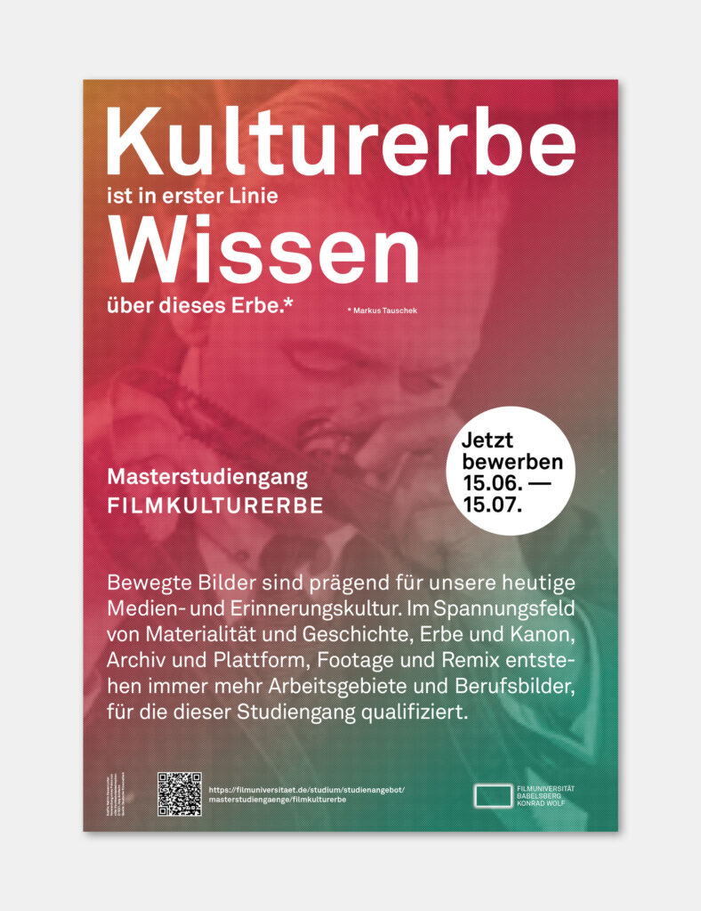 Plakat: Masterstudium Filmkulturerbe